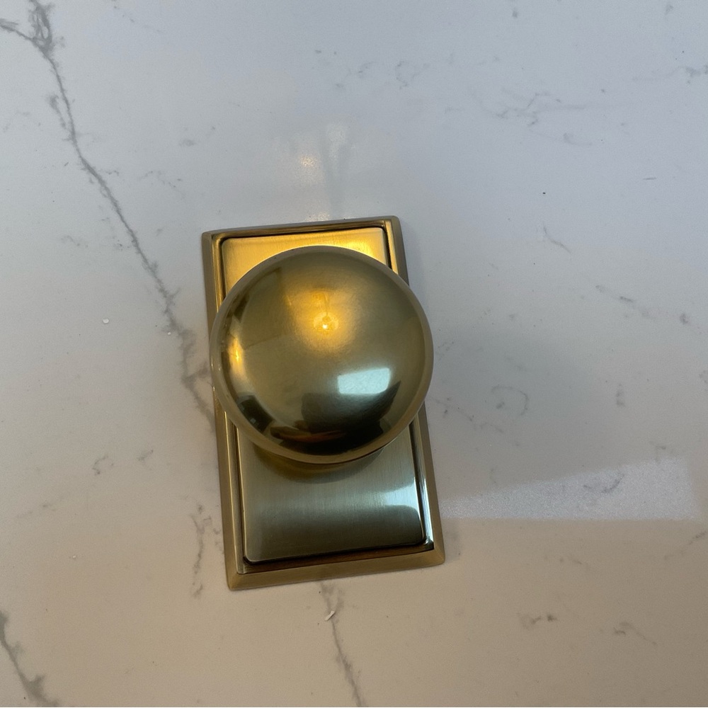 Emtek Providence Dummy Door Knob (1) w/ rectangular plate French Antiqued Brass